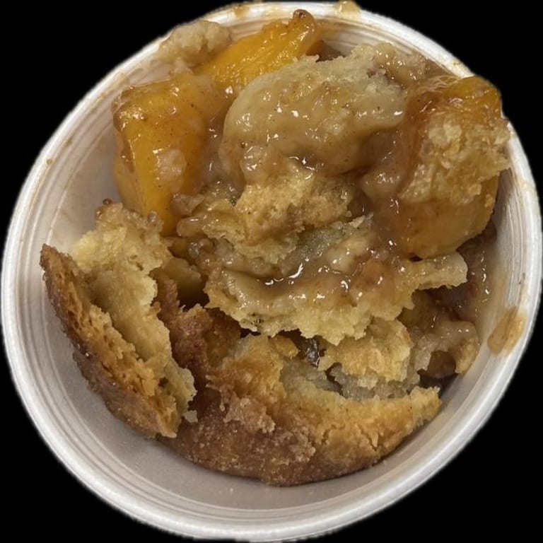 Indulge in our peach cobbler